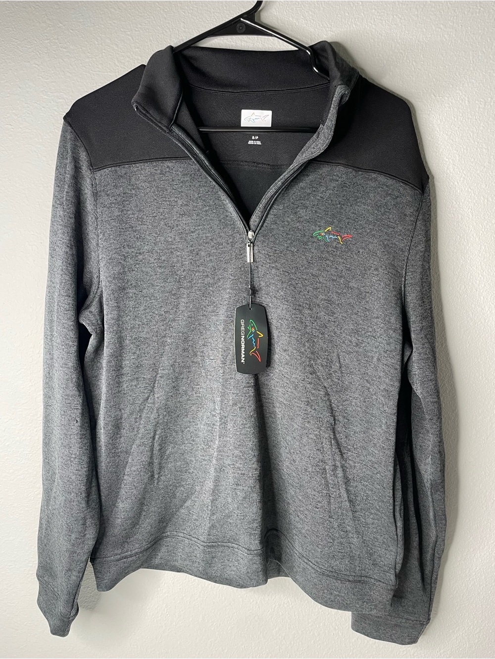 Men's Quarter-Zip GregNorman Performance Sweater - Gray/Black